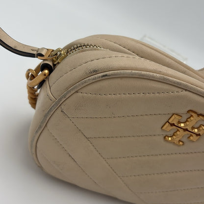 Tory Burch Small Kira Chevron Camera Bag Cream Gold Quilted Crossbody Bag